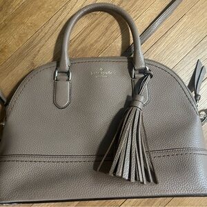kate spade pebble leather taupe dome satchel with tassel